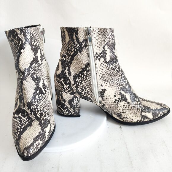 Madden Girl Ankle Boots Size 8.5 Snakeskin Vegan Faux Leather Block Heel Dafni - Picture 6 of 10